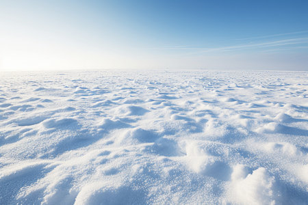Beautiful winter landscape with snowdrift on blue sky background.の素材