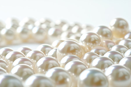 Pearl necklace on a white background.の素材