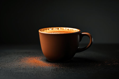 Cup of coffee on dark backgroundの素材
