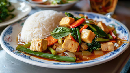 Stir Fried Tofu with Sweet and Sour Sauce. Thai Foodの素材