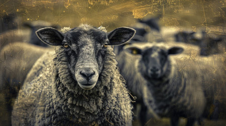 Sheep in the meadow.の素材