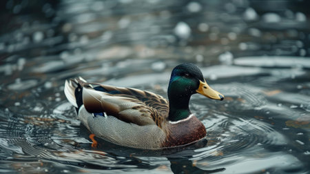 Duck swimming in a lake.の素材