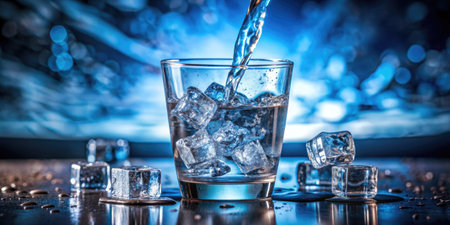 Elegant Bar Counter with Ice Bucket and Glassesの素材