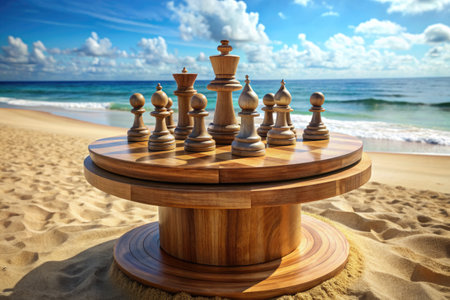 Large Chess Set on a Sandy Beachの素材