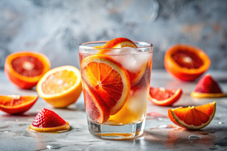 Refreshing Citrus Beverage with Orange Slicesの素材