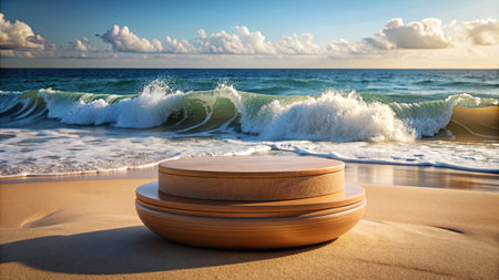 Coastal Scene with Wooden Platforms and Wavesの素材
