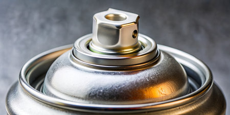Close up of a spray paint can nozzle.の素材