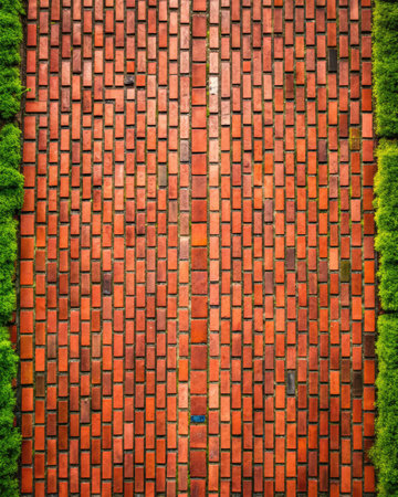 Textured brown brick wall with a warm tone.の素材