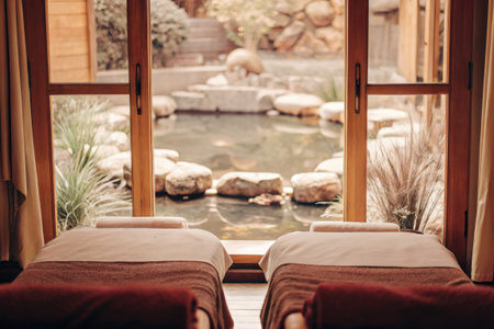 Relaxing Spa Room with Cozy Loungersの素材
