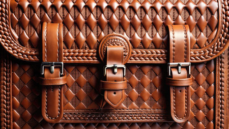 Details of the interior of a luxury leather briefcase. Close-up.の素材