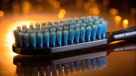 Toilet brush on the background of blurred lights. Shallow depth of fieldの素材