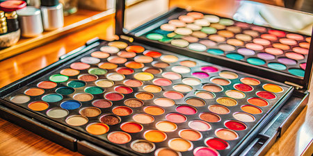 Makeup eyeshadow palette in a beauty salonの素材