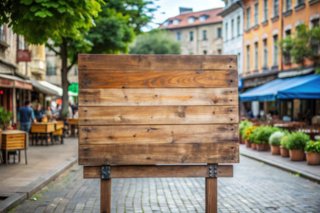 Blank wooden signboard on the streetの素材