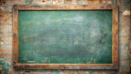 Chalk rubbed out on a green chalkboard, grunge backgroundの素材