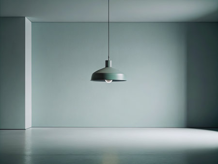 Interior of modern room with gray wall and ceiling lamp. Mock upの素材