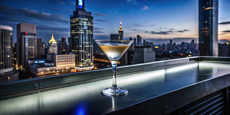 Cocktail on the roof of a skyscraperの素材