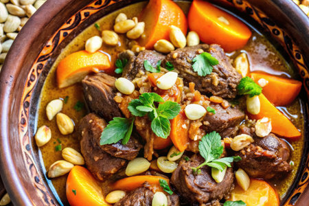 Beef Bourguignon with orange and pine nuts, French cuisineの素材