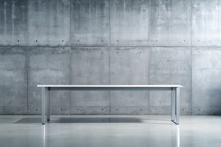Empty table in front of concrete wall. Mock upの素材