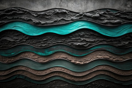 abstract background with black and blue waves.の素材