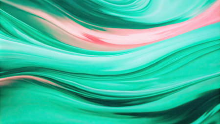 Abstract background of green and pink colors with lines and wavesの素材