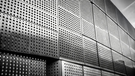 Abstract background of modern office building. Black and white. Toned.の素材
