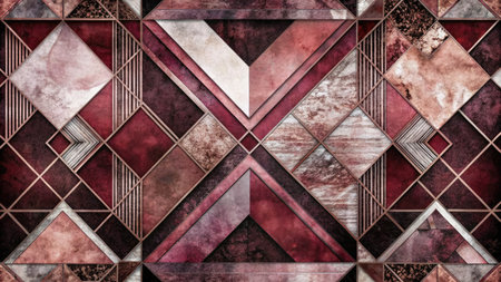 Abstract grunge background with geometric pattern in red, pink and black colorsの素材