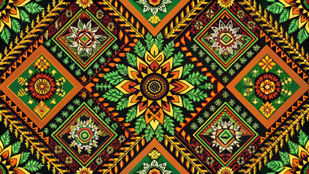 Seamless geometric pattern. Colorful ethnic ornament. Boho styleの素材