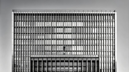 Modern office building. Architectural detail of modern building. Black and white.の素材