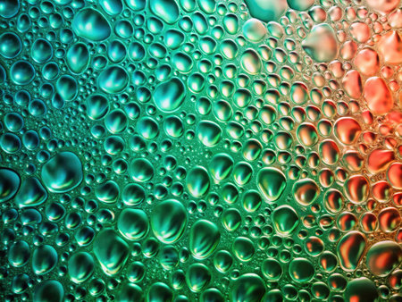 abstract background of water drops on a glass surface close-upの素材