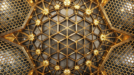 Hexagonal pattern in the form of a lattice.の素材
