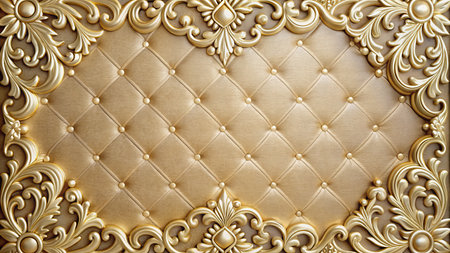 leather texture background with gold pattern.Luxury interior designの素材