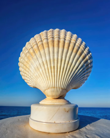 Scallop shell on the beachの素材