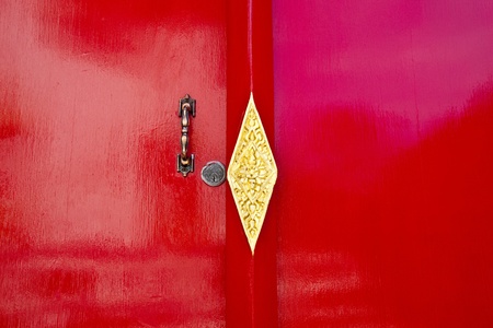 The shot of Red Chapel Door with Lock and Holder.の写真素材