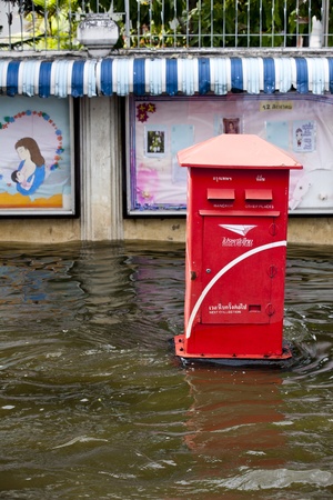 Bangkok, Thailand - November 5, 2011: Mailbox underwater.のeditorial素材