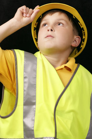 Little foreman overseeing the progressの写真素材