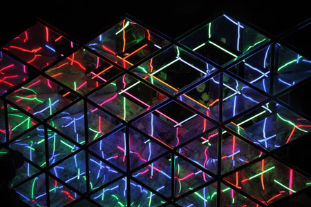 SYDNEY NSW, AUSTRALIA - JUNE 4, 2014;  Kalaeido Wall at Circular Quay Sydney during the annual Vivid...