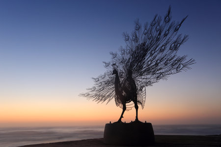 BONDI, AUSTRALIA -  OCTOBER 25, 2014; Sculpture by the Sea annual public event 2014.  Sculpture titled Our Memory in Your Place by Byeong Doo Moon, South Korea.  Materials, stainless steel, granite  Price $128000のeditorial素材