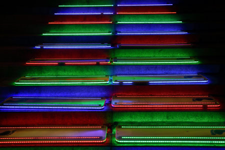 SYDNEY, AUSTRALIA - MAY 26, 2013;   Piano Stairs.  A public stairway is transformed into a giant keyboard and visitors are invited to play.  Artists: Reuben Young/ Andrew Handmer/ Jessica Chalker/ Annalie Killian/ Tim Carrのeditorial素材