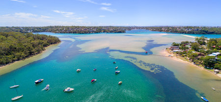 Sweeping scenic views across Port Hacking, South Sydney Australia on a beautiful summer day