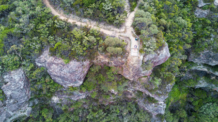 Birds eye view Blue Mountains, Australiaの写真素材
