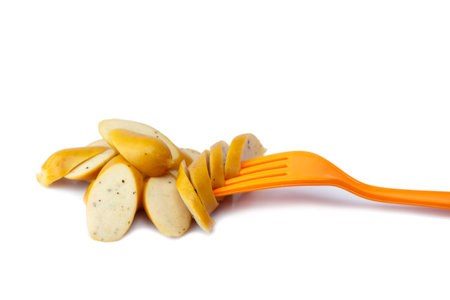 Sausages are isolated on a white backgroundの写真素材