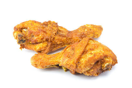 Fried chicken on white backgrounの写真素材