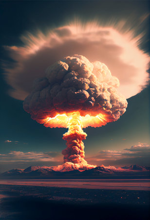 Nuclear blast with huge cloud - AI generated atomic explosionの素材