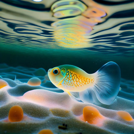Fish Swimming in a Tropical Ocean - AI generated background wallpaperの素材