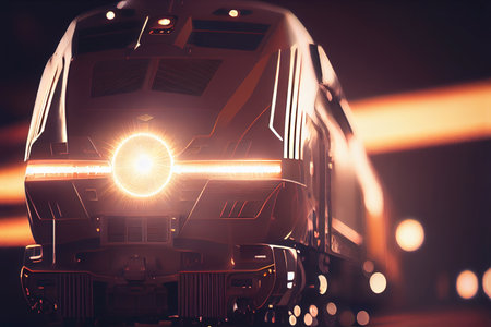 Futuristic high-speed train at night. Railway transport. AI generated background wallpaperの素材