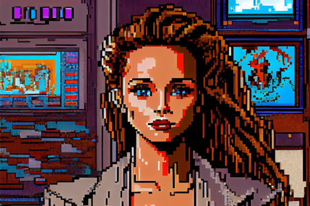 pixel art portrait of a beautiful woman - AI generatedの素材