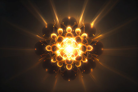 Glowing abstract lights and fractals - AI generated fantasy background wallpaperの素材