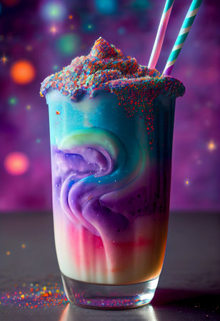 Spiral cosmic starry pastel rainbow smoothie - AI generated galactic milkshakeの素材