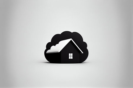 Logo of a home and cloud in minimal style - AI generated background wallpaperの素材