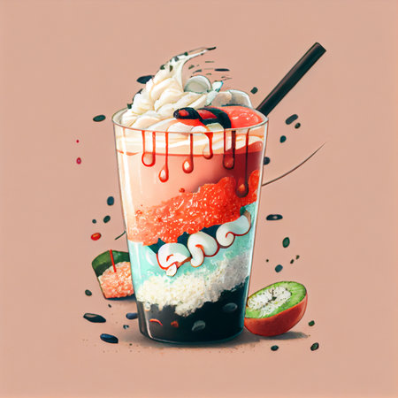 Blended drink with sushi flavors - AI generated background wallpaperの素材